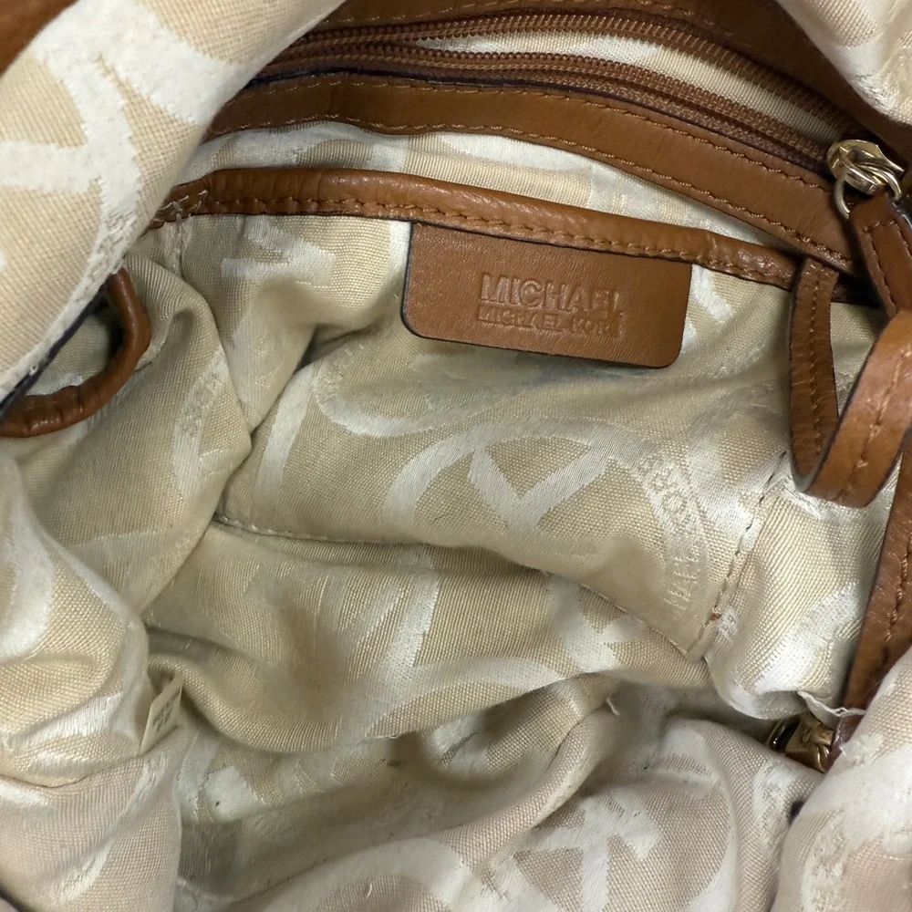 Michael Kors Camel Leather Hobo Shoulder Bag